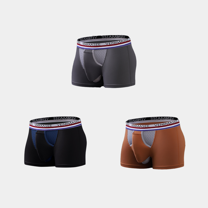 3 Pack Men's Breathable Divided Double Pouch Boxer Briefs | dmunderwear detail image 8