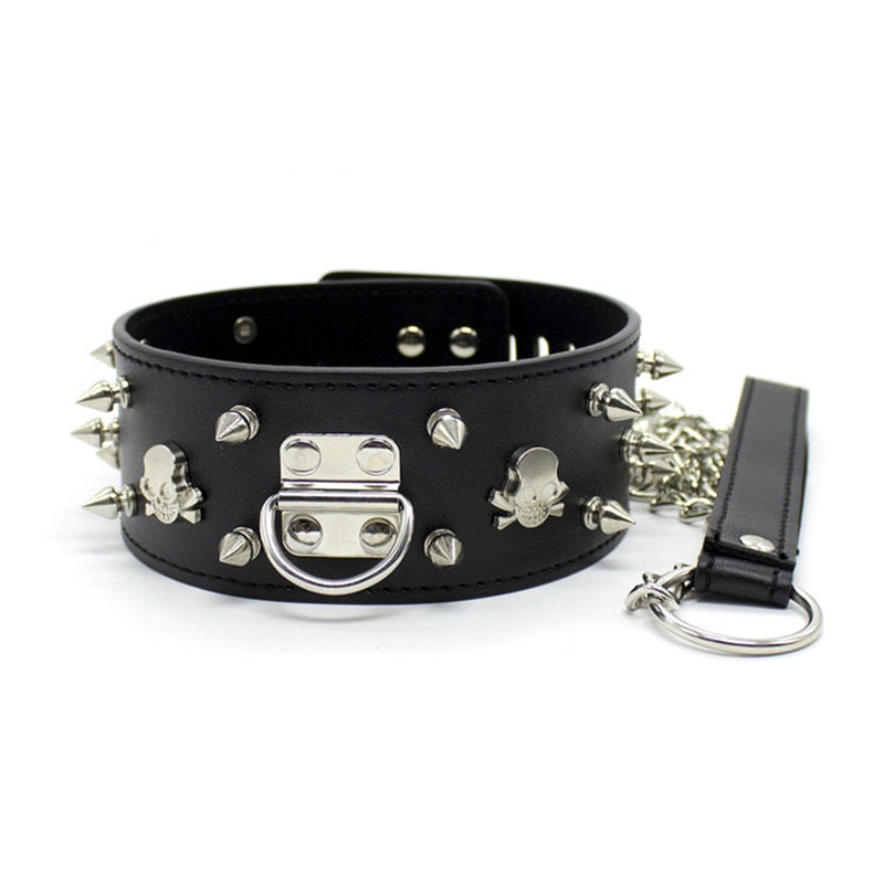 BDSM Studded Collar + Lead | dmunderwear