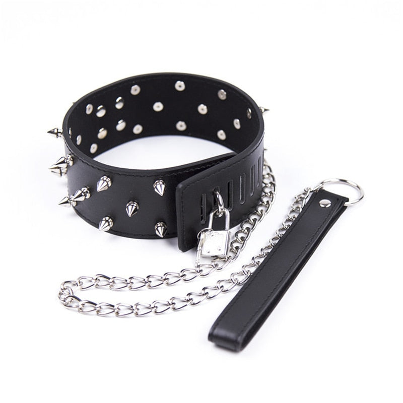 BDSM Studded Collar + Lead | dmunderwear detail image 13