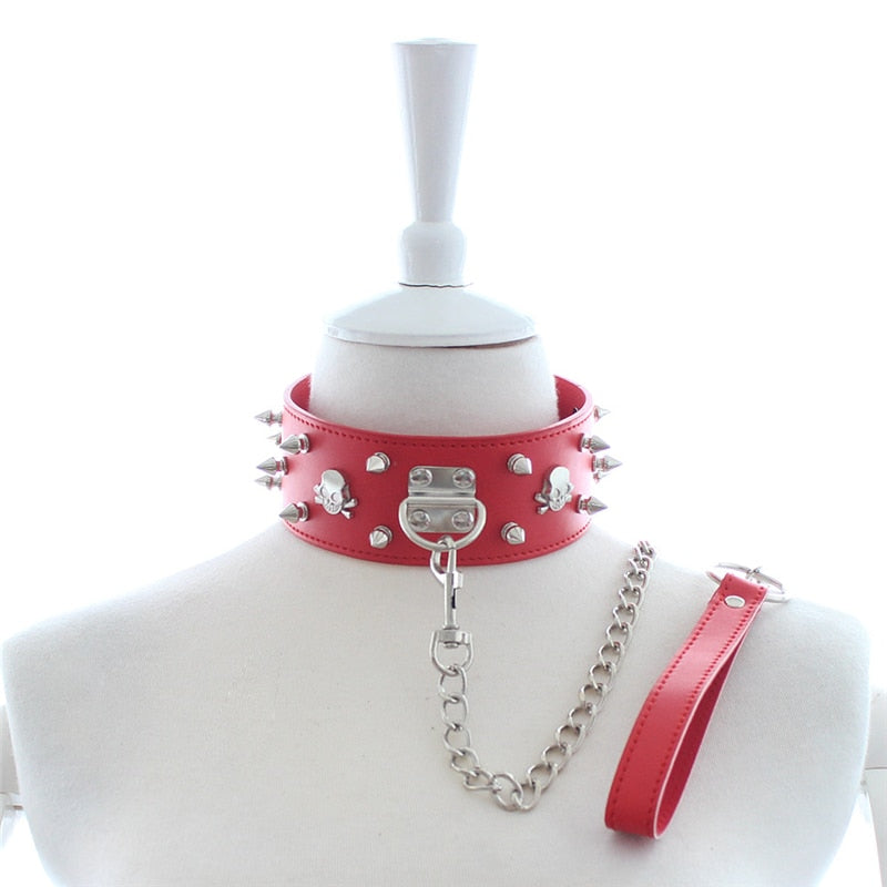BDSM Studded Collar + Lead | dmunderwear detail image 2