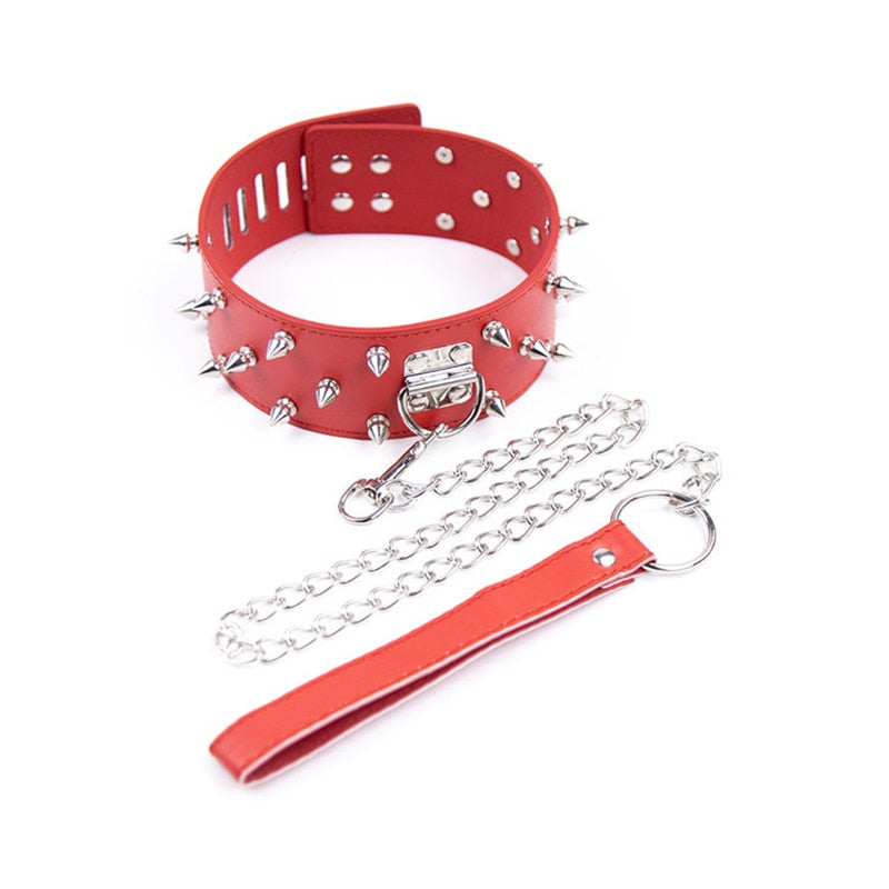 BDSM Studded Collar + Lead | dmunderwear detail image 5