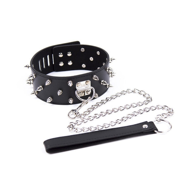 BDSM Studded Collar + Lead | dmunderwear detail image 7