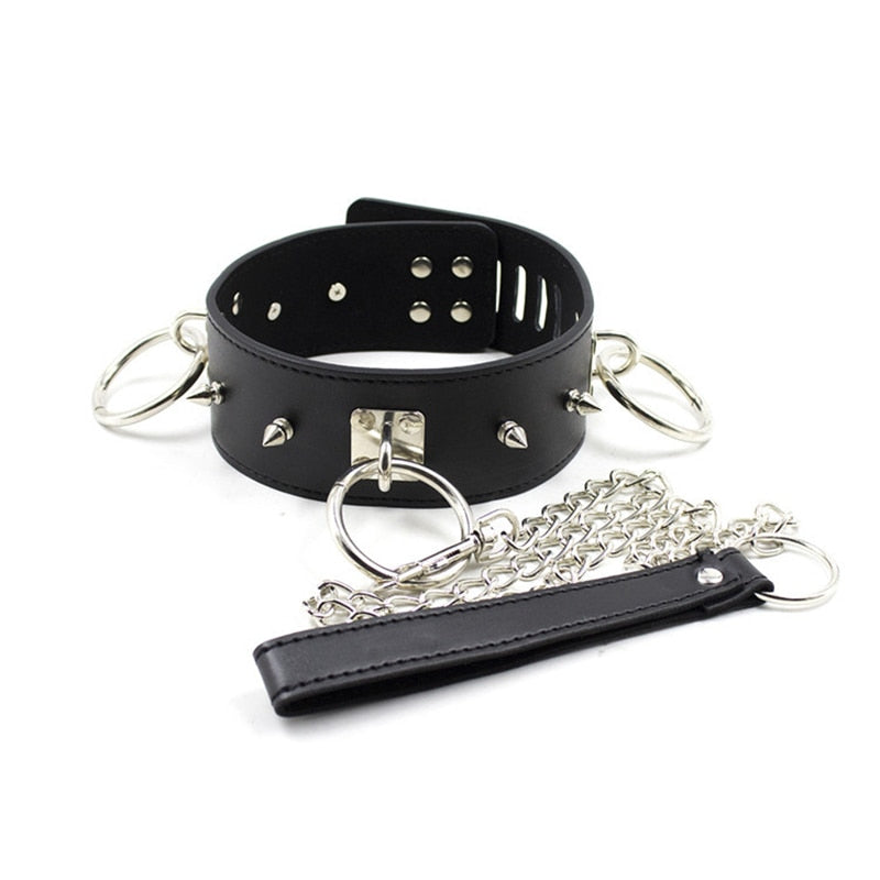 BDSM Studded Collar + Lead | dmunderwear detail image 8