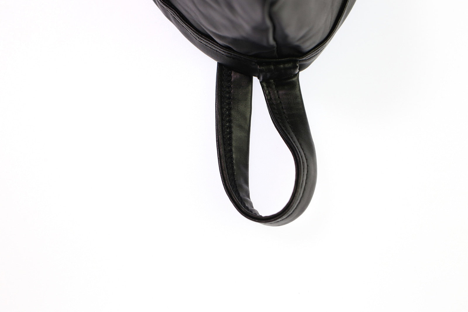 Black PU Leather Buckle-Up Thong | dmunderwear detail image 8