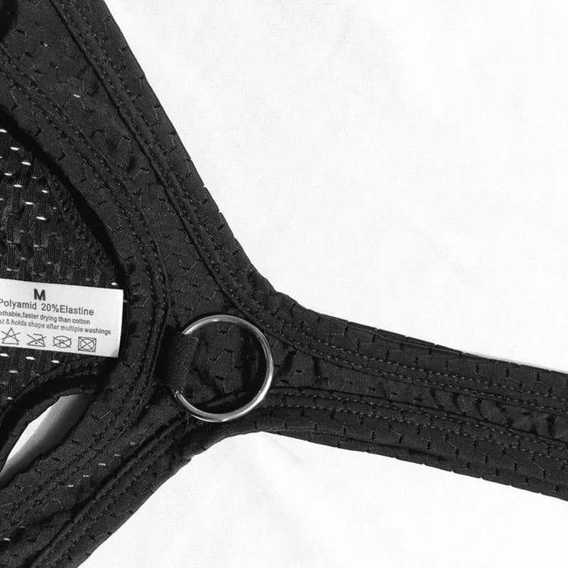 Black Breathable Mesh Gay Bodysuit | dmunderwear detail image 6