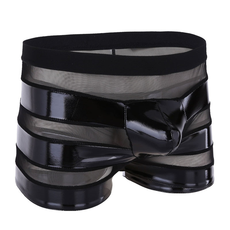 Black Wet Look Boxer Underwear | dmunderwear detail image 4