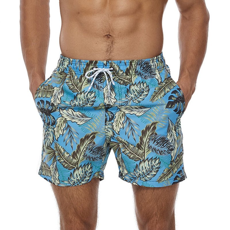 Blue Palm Leaves Board Shorts | dmunderwear detail image 3