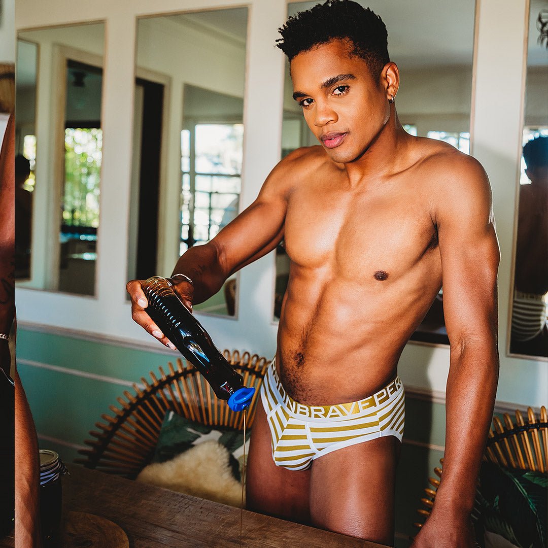 Brave Person Striped Briefs | dmunderwear detail image 2