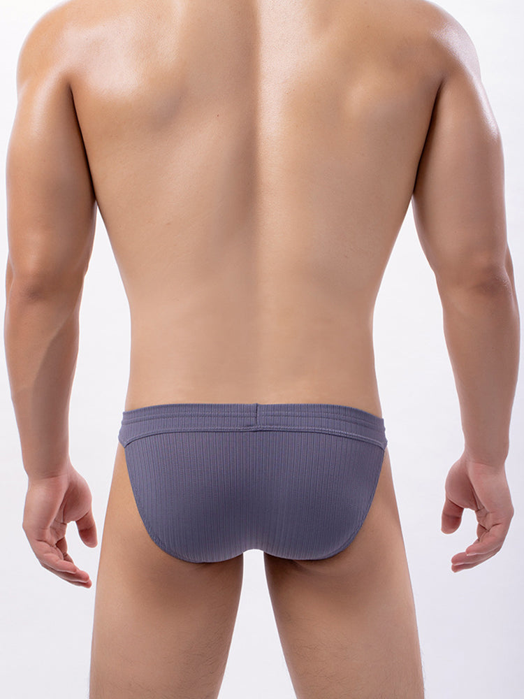 3 Pack Men's Threaded Fabric Briefs with U Convex Pouch | dmunderwear detail image 11