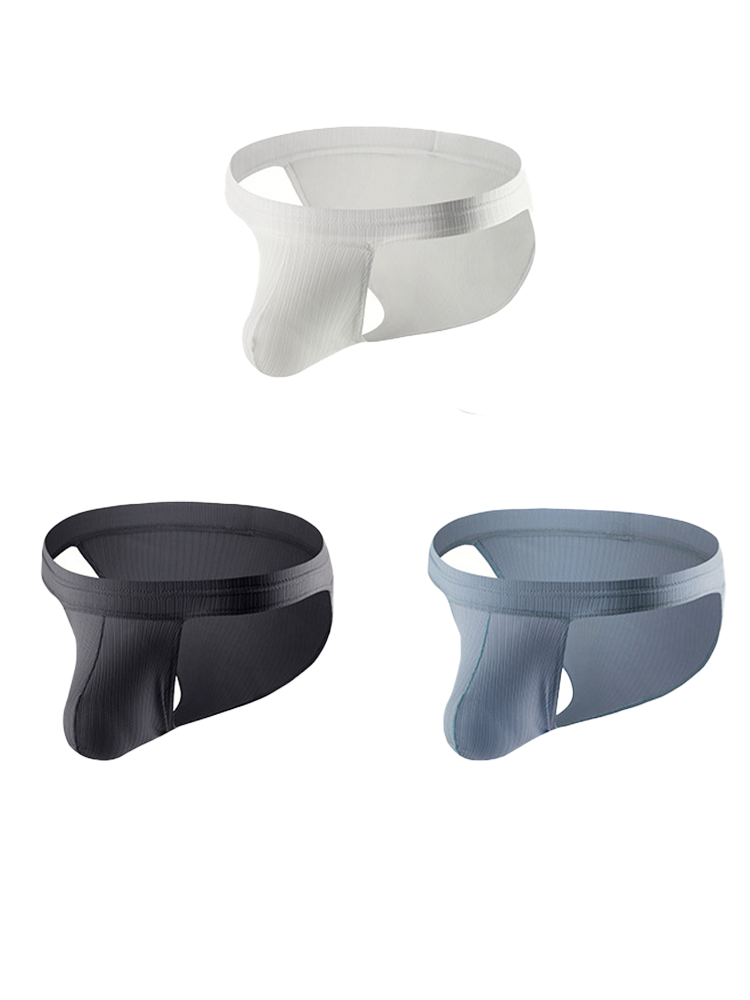 3 Pack Men's Threaded Fabric Briefs with U Convex Pouch | dmunderwear detail image 13