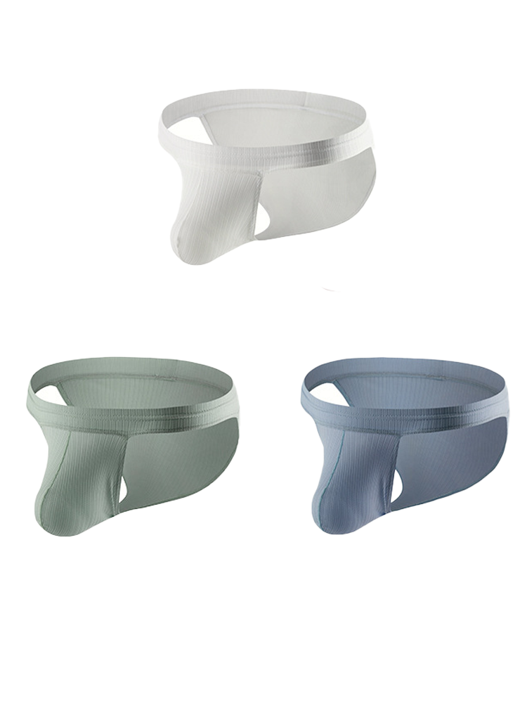 3 Pack Men's Threaded Fabric Briefs with U Convex Pouch | dmunderwear detail image 18