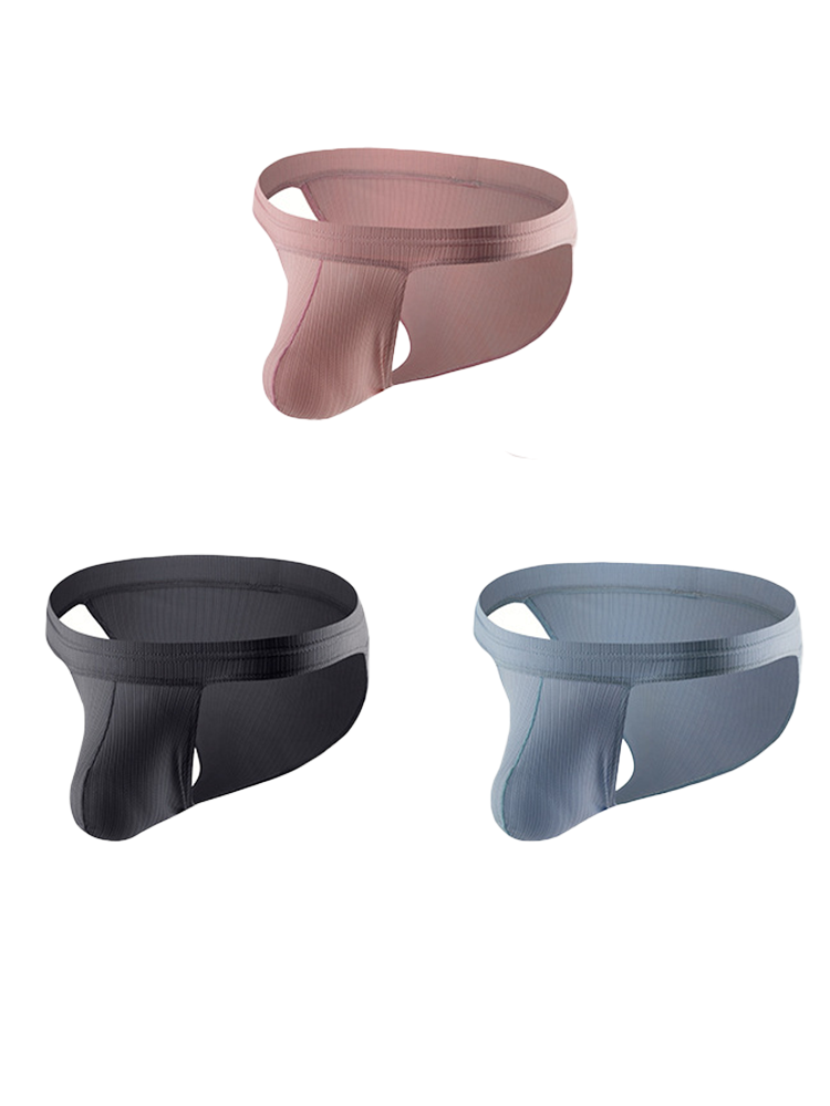 3 Pack Men's Threaded Fabric Briefs with U Convex Pouch | dmunderwear detail image 2