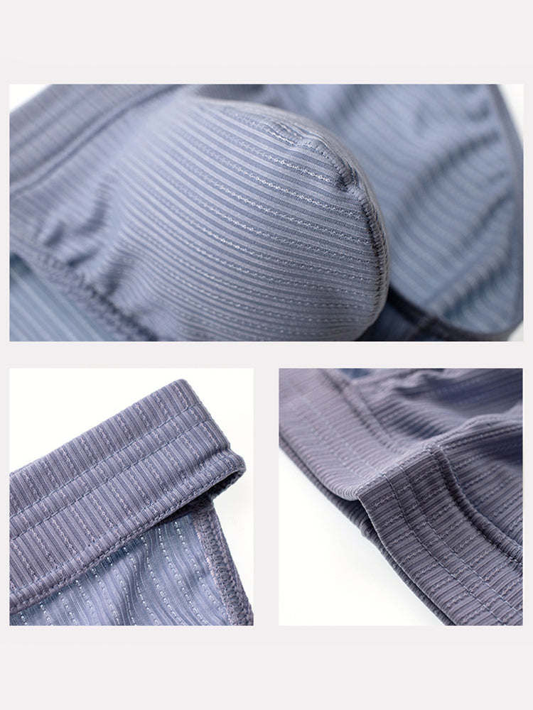 3 Pack Men's Threaded Fabric Briefs with U Convex Pouch | dmunderwear detail image 4