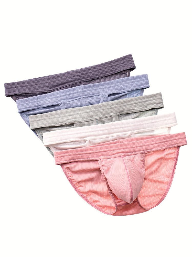 3 Pack Men's Threaded Fabric Briefs with U Convex Pouch | dmunderwear detail image 5