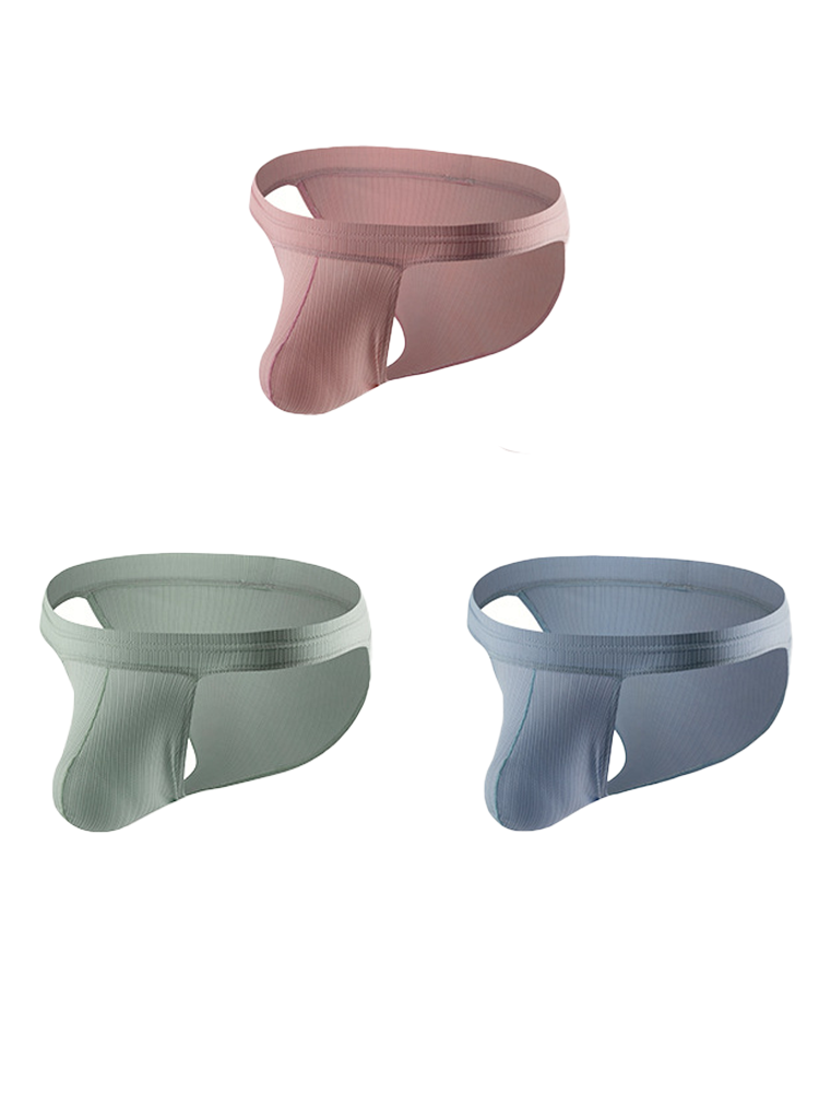 3 Pack Men's Threaded Fabric Briefs with U Convex Pouch | dmunderwear detail image 8
