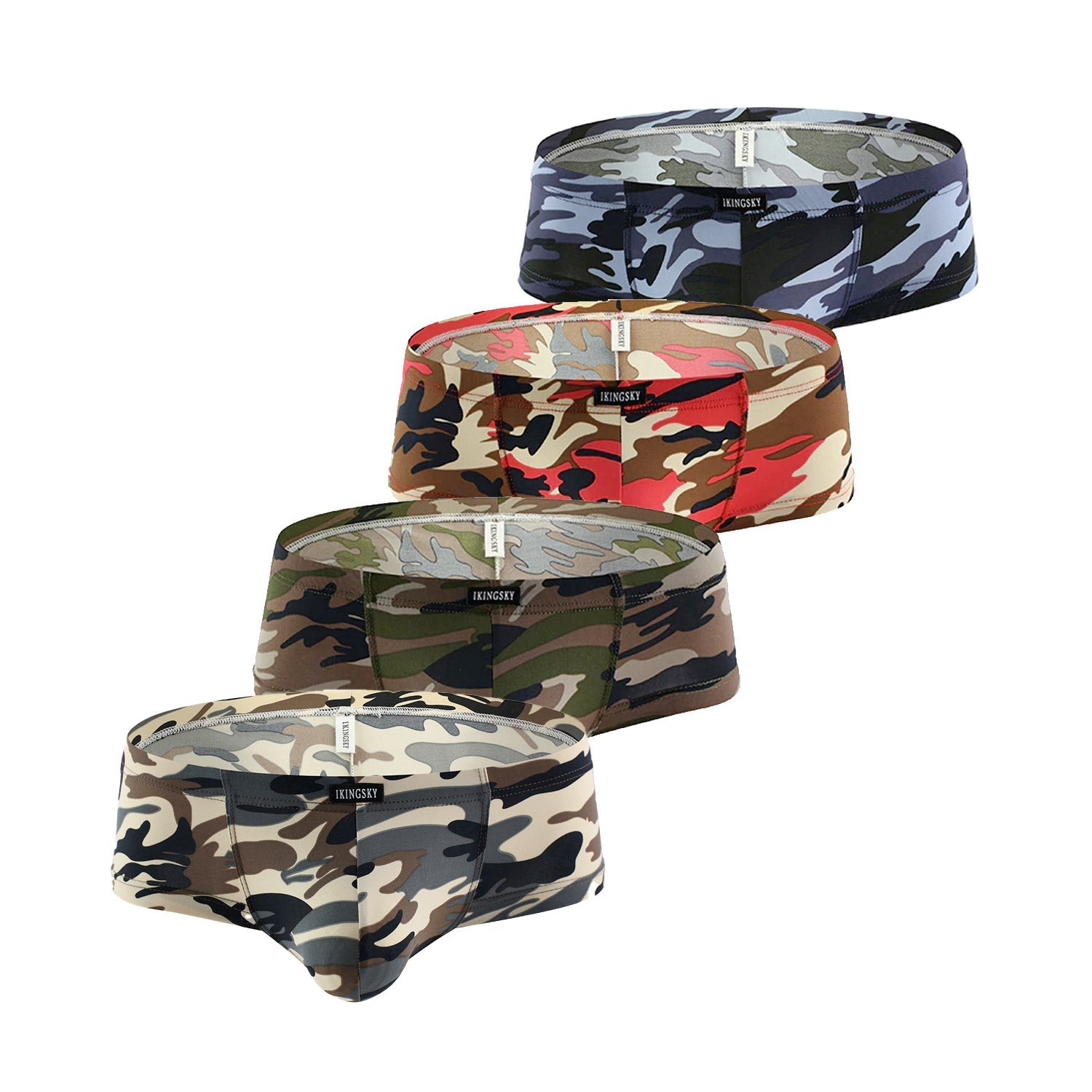 Buns Out Camo Square Cut Boxer Briefs 4-Pack | dmunderwear