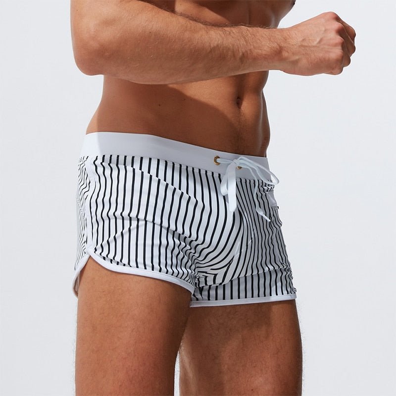 Candy Stripe Pocketed Swim Trunks | dmunderwear detail image 10