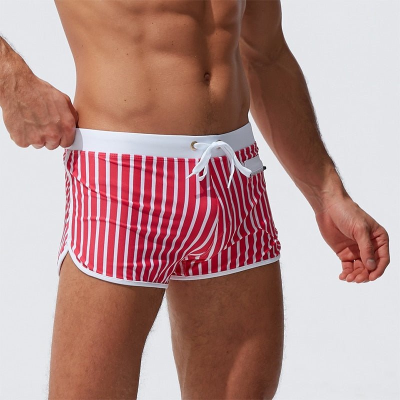 Candy Stripe Pocketed Swim Trunks | dmunderwear detail image 14