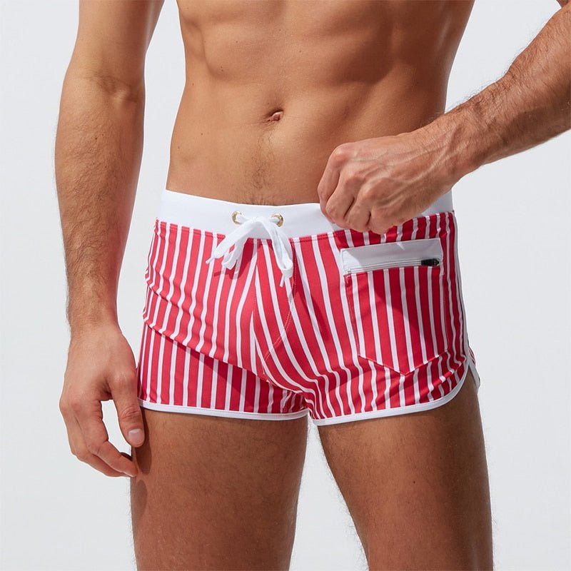 Candy Stripe Pocketed Swim Trunks | dmunderwear detail image 16