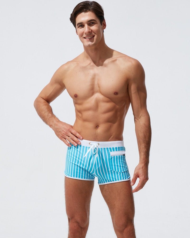 Candy Stripe Pocketed Swim Trunks | dmunderwear detail image 2