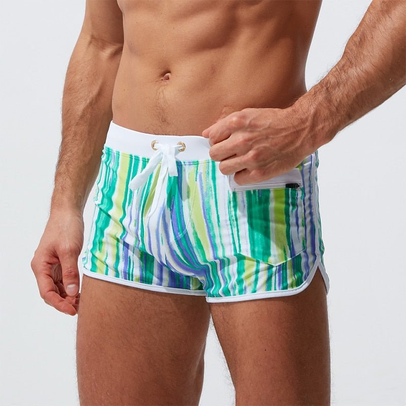 Candy Stripe Pocketed Swim Trunks | dmunderwear detail image 6