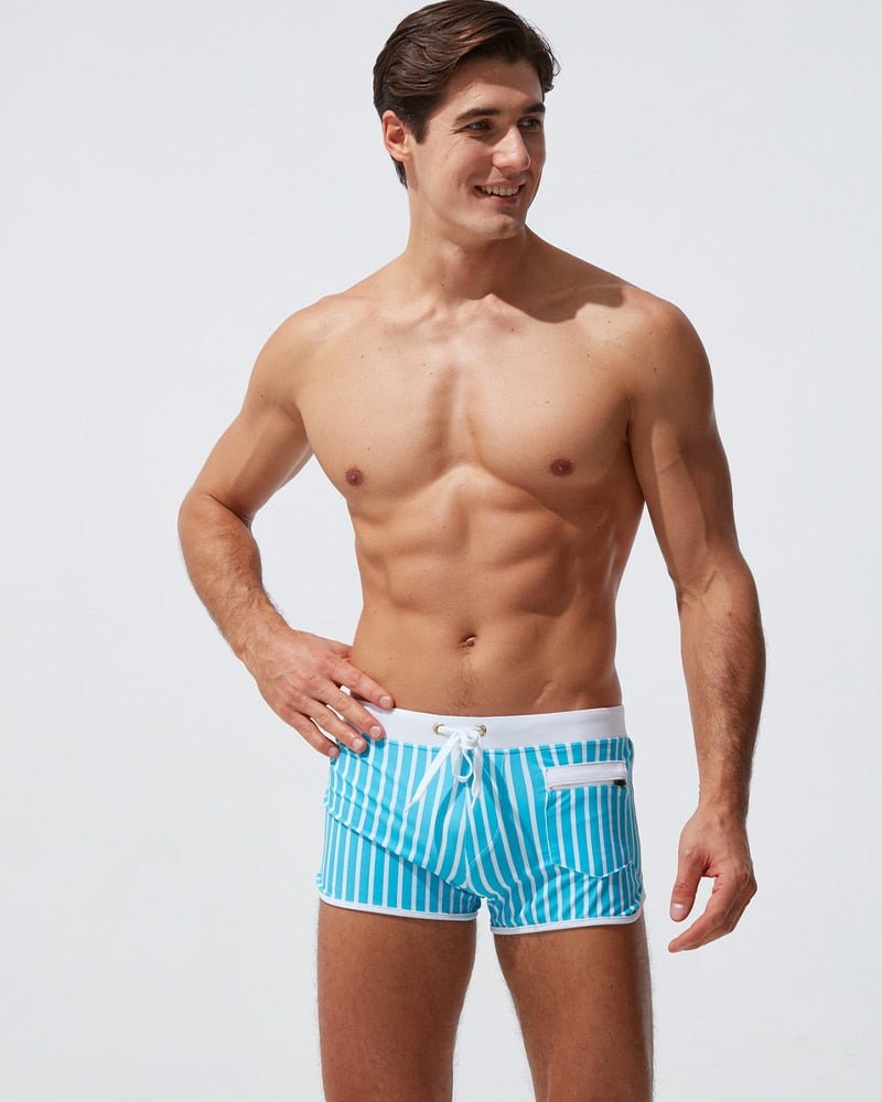 Candy Stripe Pocketed Swim Trunks | dmunderwear detail image 7