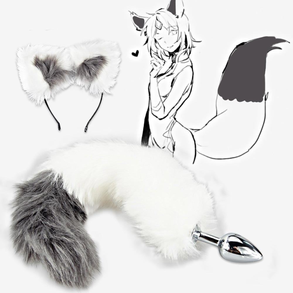 Cat Tail Butt Plug With Ear Headband | dmunderwear