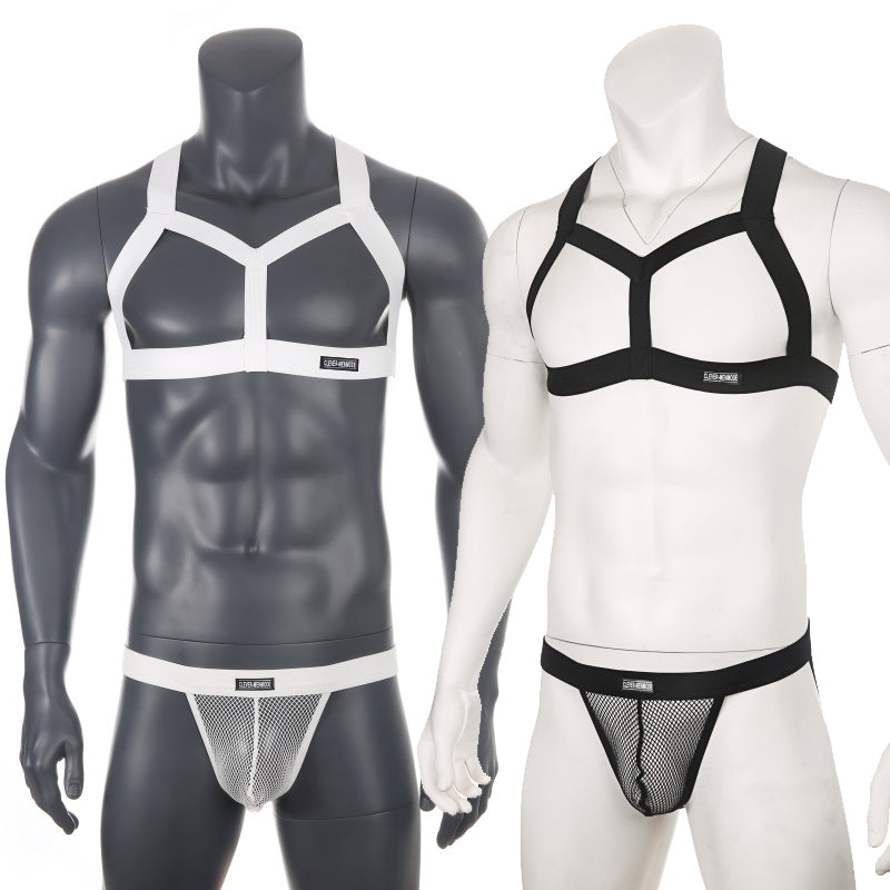 Chest Harness + Mesh Jockstrap Erotic Clubwear | dmunderwear