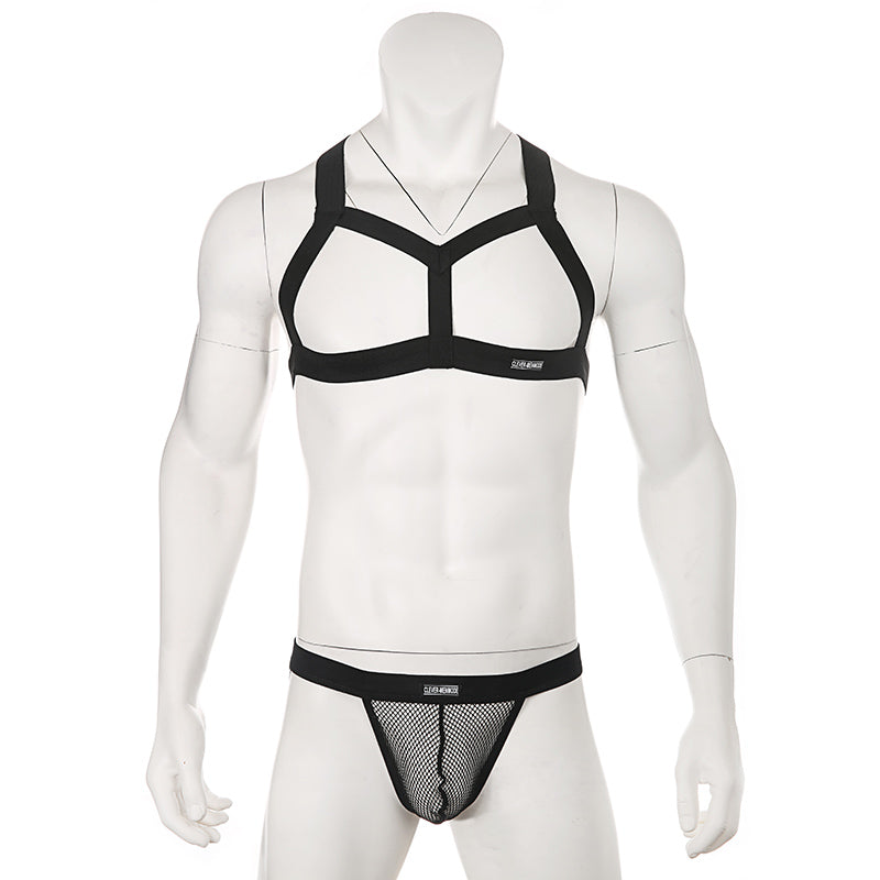 Chest Harness + Mesh Jockstrap Erotic Clubwear | dmunderwear detail image 6