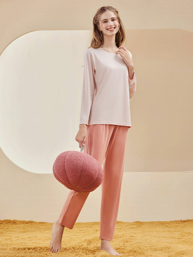 Comfortable Modal Cotton Long Sleeve Couple Pajama Set | dmunderwear detail image 17
