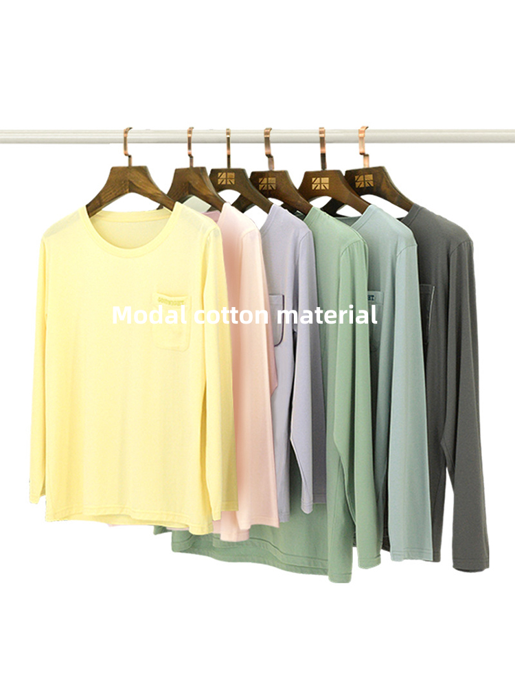Comfortable Modal Cotton Long Sleeve Couple Pajama Set | dmunderwear detail image 19
