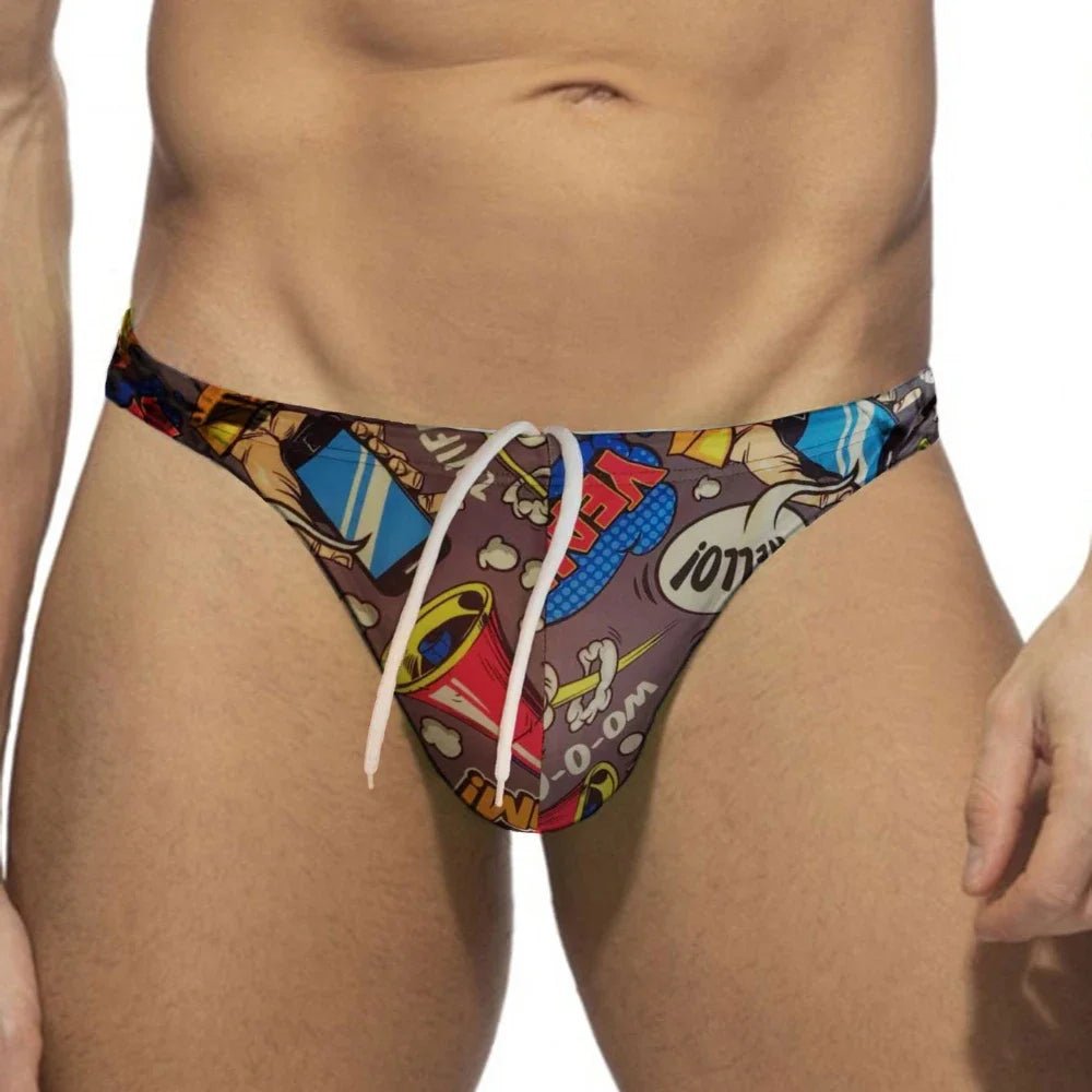 BAM! POW! Bikini Swim Thong Brief | dmunderwear detail image 2