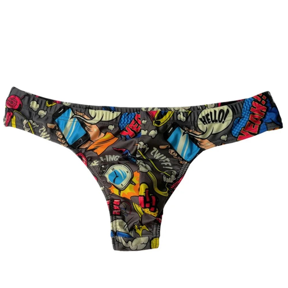 BAM! POW! Bikini Swim Thong Brief | dmunderwear detail image 3