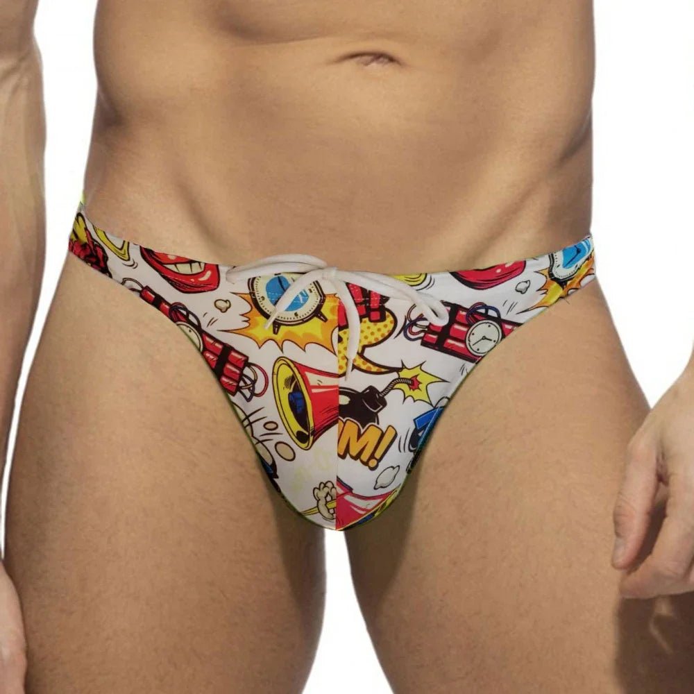 BAM! POW! Bikini Swim Thong Brief | dmunderwear detail image 4