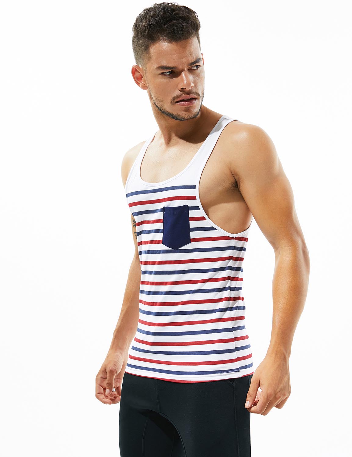 Cotton Stripe Tank Top 30702 | dmunderwear detail image 12