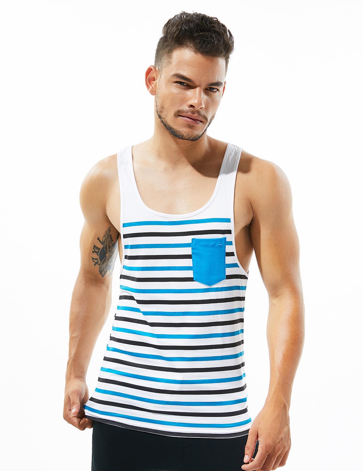Cotton Stripe Tank Top 30702 | dmunderwear detail image 3