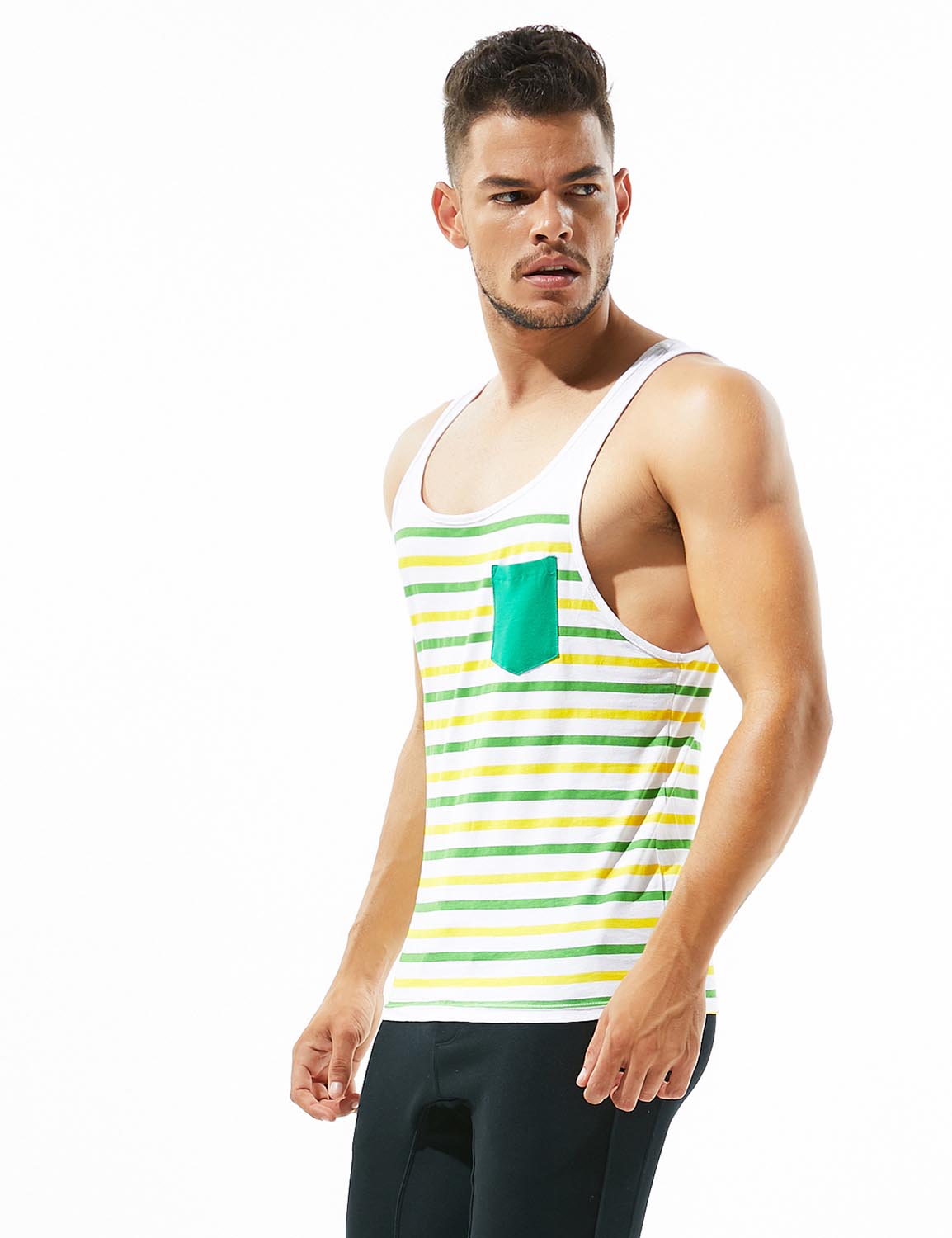 Cotton Stripe Tank Top 30702 | dmunderwear detail image 8