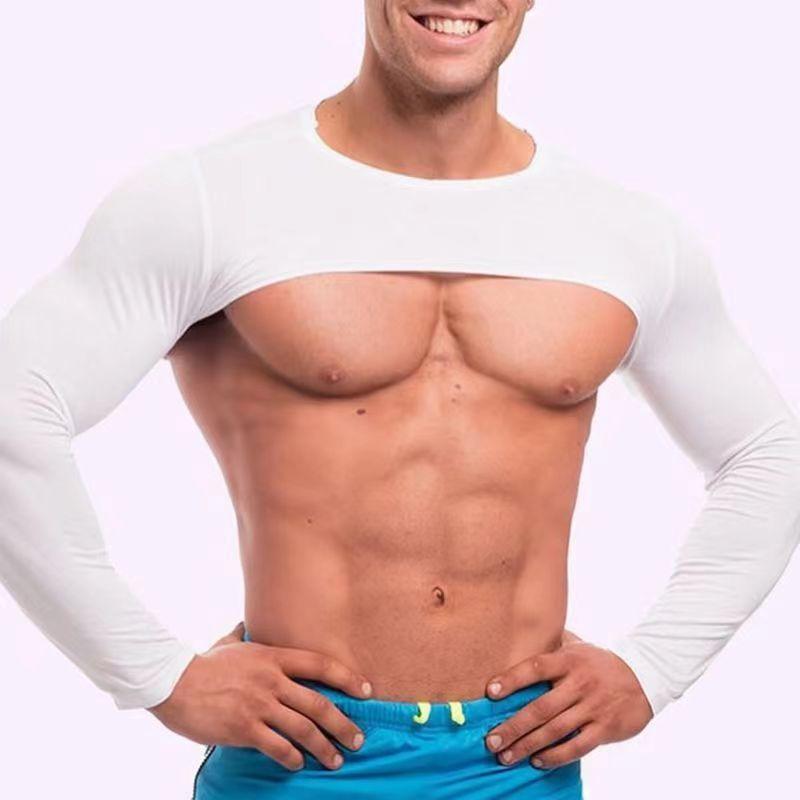 Crewneck long sleeve solid Stretch tights top | dmunderwear detail image 2