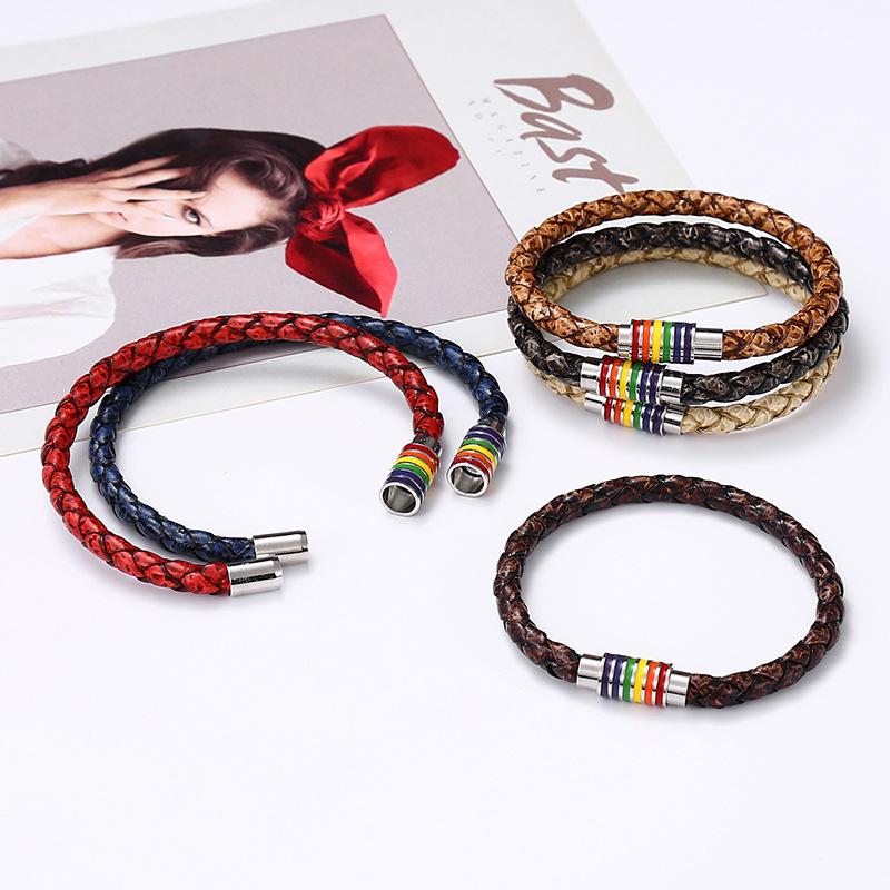 ORVLS Distressed Woven Tumbler Pride Bracelet | dmunderwear detail image 3