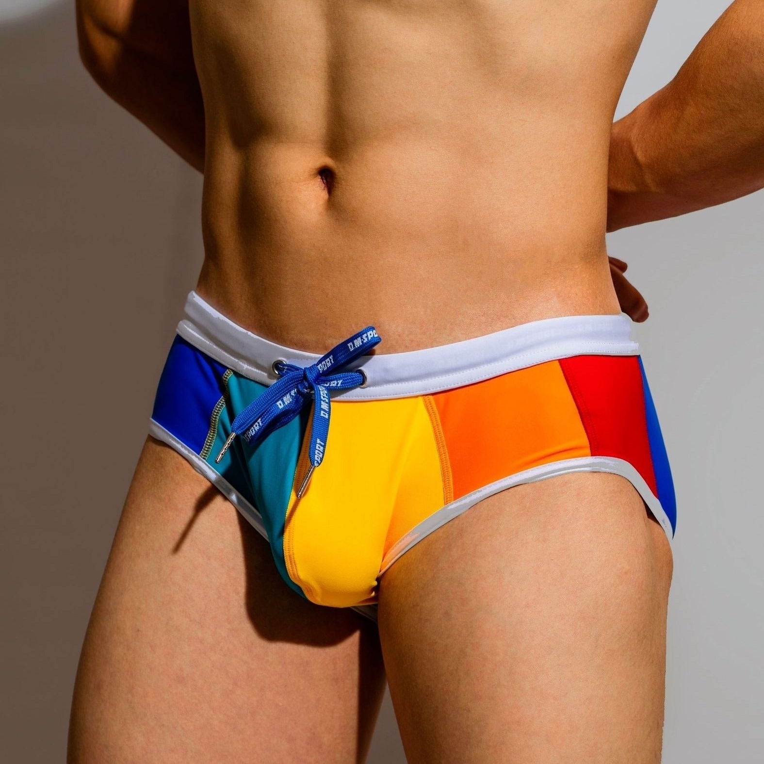 ORVLS DM Bold Rainbow Swim Briefs | dmunderwear detail image 3