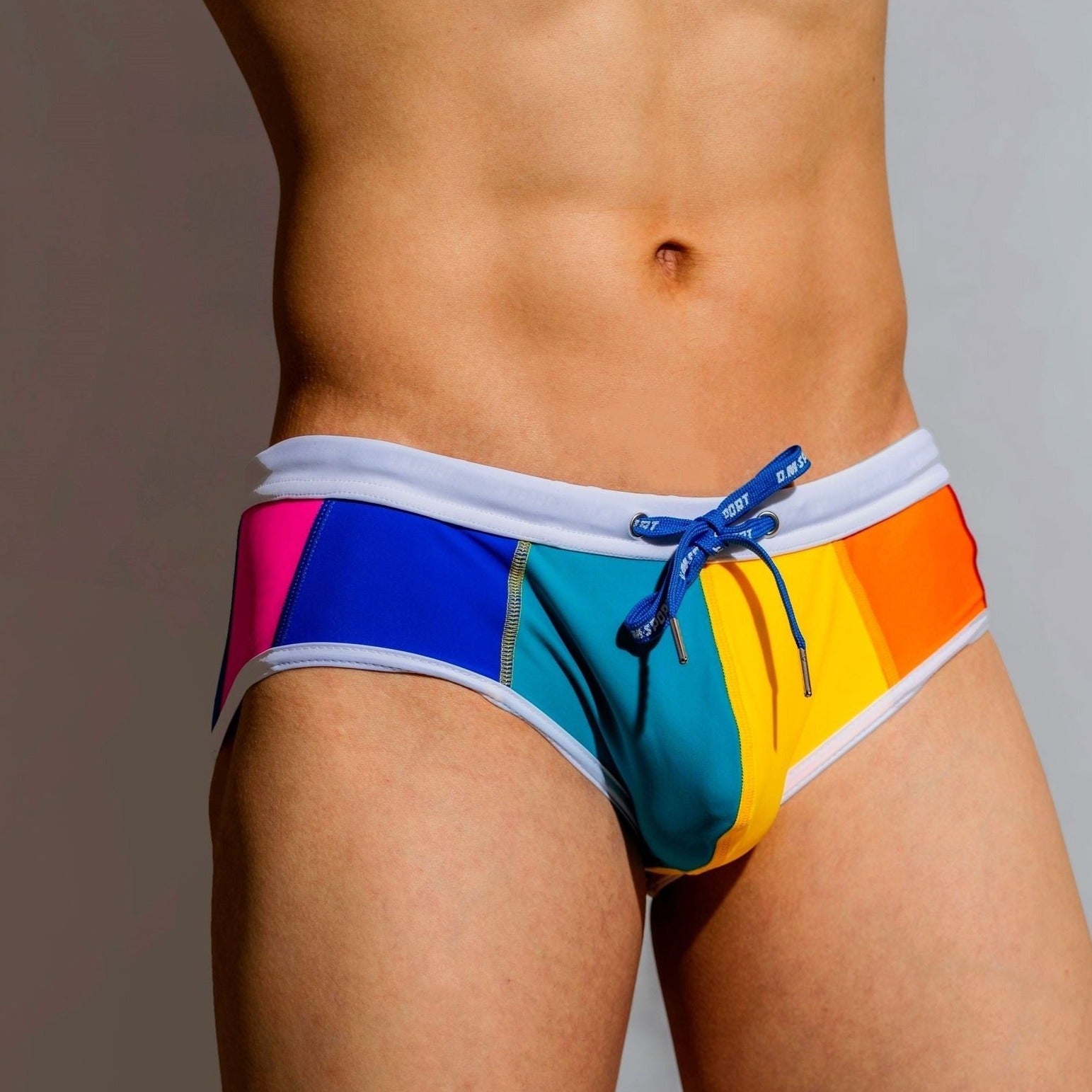 ORVLS DM Bold Rainbow Swim Briefs | dmunderwear detail image 5