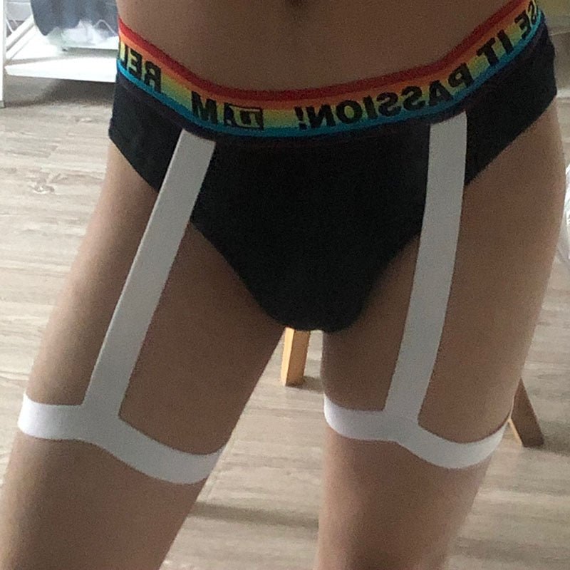 DM Rainbow Passion Garter Briefs | dmunderwear detail image 3