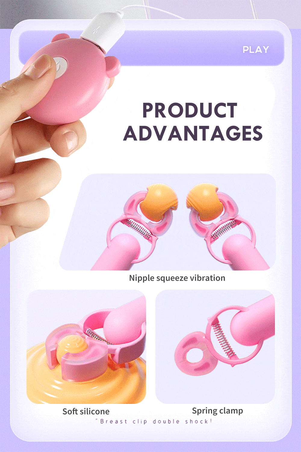 Euphoric Embrace Electric Nipple Clamp Vibrator | dmunderwear detail image 6