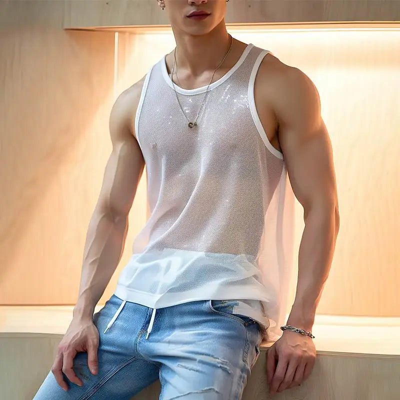 Fallen Snow Shimmer Tank Top | dmunderwear