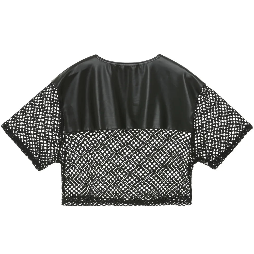 Faux Leather Mesh Crop Top | dmunderwear detail image 6
