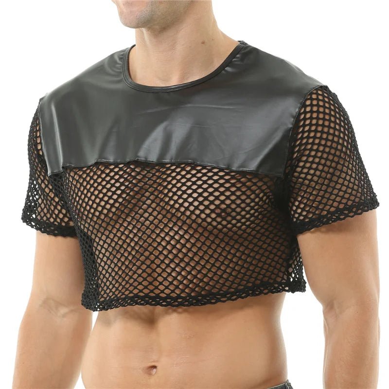 Faux Leather Mesh Crop Top | dmunderwear product image 2