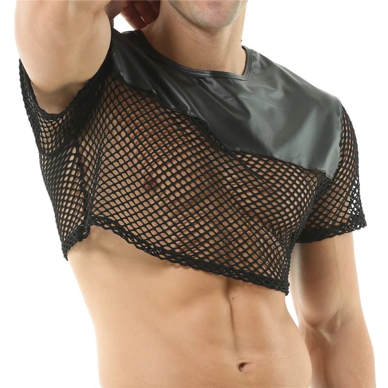 Faux Leather Mesh Crop Top | dmunderwear product image 3