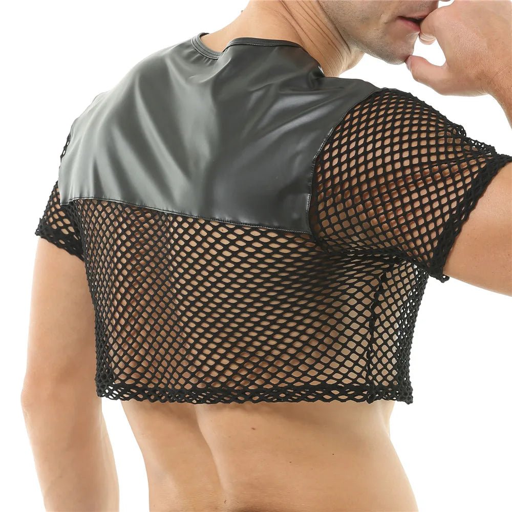 Faux Leather Mesh Crop Top | dmunderwear product image 4