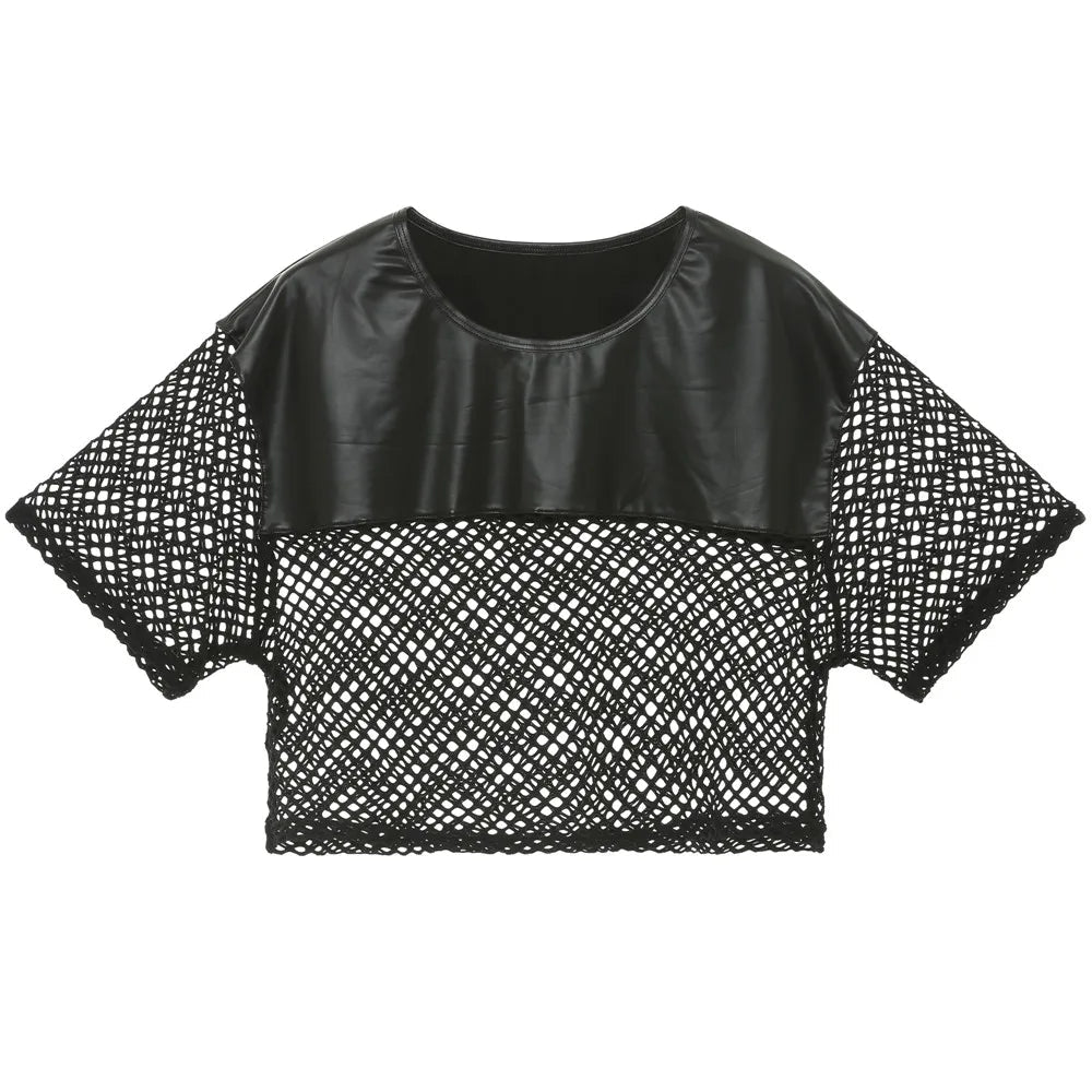 Faux Leather Mesh Crop Top | dmunderwear product image 5