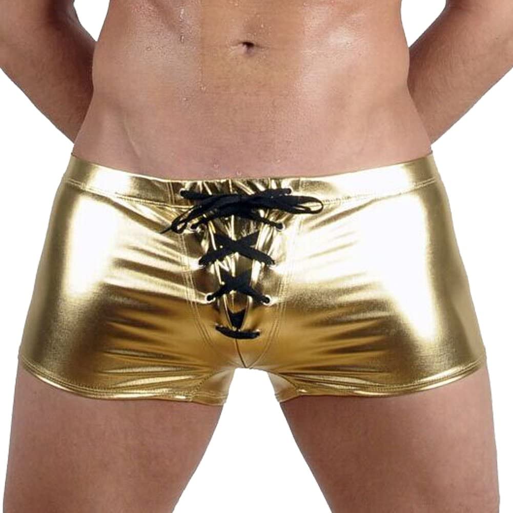 ORVLS Faux Leather Metallic Swim Trunks | dmunderwear